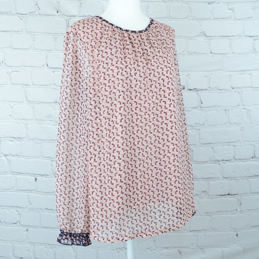BODEN Sheer Overlay Floral Blouse